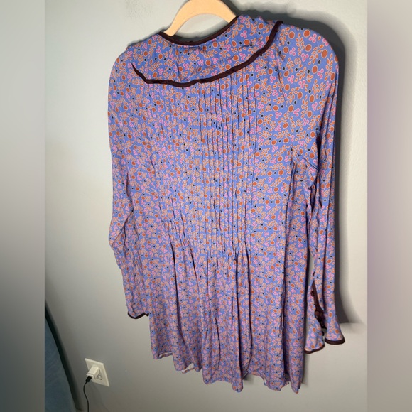 Free People Blossom Baby Mini Dress Floral Print Ruffle Collar - Picture 4 of 8